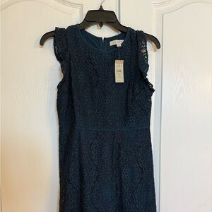LOFT Blue Lace Midi Dress